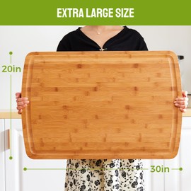 30 x 20 Inch Extra Large Bamboo Cutting Boards - BEZIA 3XL Stove Top Cover Chopping Board - Meat Cutting Board for BBQ - Turkey Carving Board - Extra Large Charcuterie Boards with Juice Groove