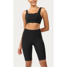 ODODOS ODCLOUD Women's High Waist Lounge Yoga Shorts with Pockets, 10" Buttery Soft Biker Shorts, Black, Large