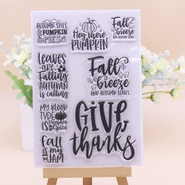 Lily Craft Linda 1pc Autumn Fall Hey There Pumpkin Give Thanks Clear Stamps for Card Making Decoration and DIY Scrapbooking