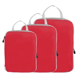 PATIKIL Compression Packing Cube for Travel, 3 Set Waterproof Nylon Luggage Organizer Bags Lightweight Compression Cube for Outdoor Suitcases Backpack, Red