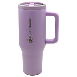 HYDRO HOMIE The Nomad 40oz Tumbler with Flip Straw Lid and Rubber Base – Travel Car Cup Holder Friendly, 100% Leak Resistant - Lucky Lilac