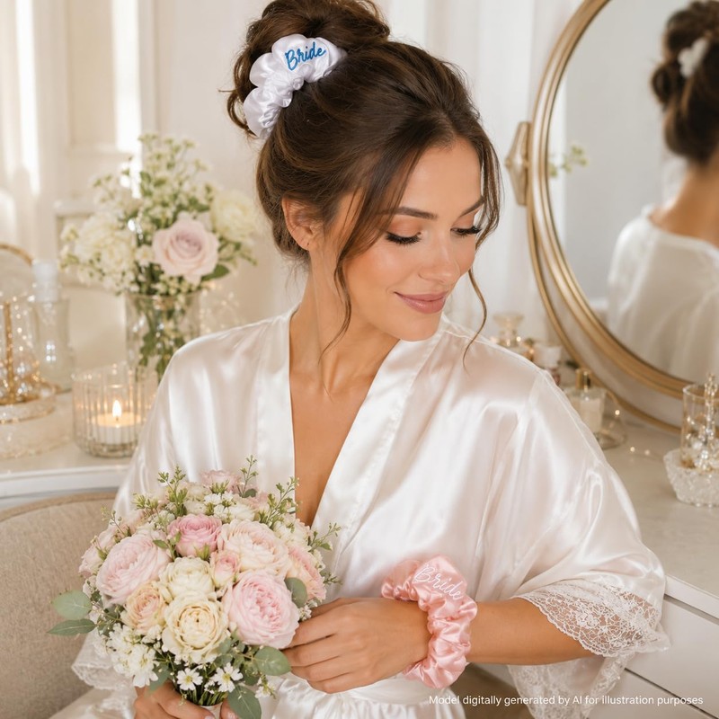 2 Pcs Bride Hair Solid Scrunchies for Women Accessories to
