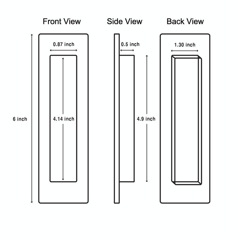 Flush Pull Barn Door Handle (2 Pack) 6" Black |