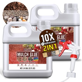 Mulch Glue - 0.5 Gallon Brown Mulch Dye & Glue Landscape Adhesive with Applicator for Landscaping Covers, Garden - Ready to Use Non Toxic Mulch Binder Glue Landscape Lock for Pea Gravel, Stones, Bark