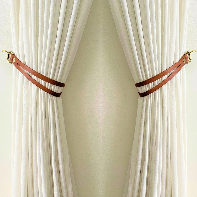 Leather Curtain Tie Backs, glrovazas Leather Curtain Rod Holder with