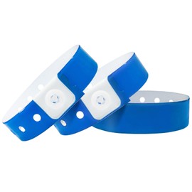 WRISTALL Plastic Party Blue Wristbands-100 Pack Colored Vinyl Wristbands for Events-Waterproof Lightweight Security Wrist Bands for Bar Club Festival Music Meeting