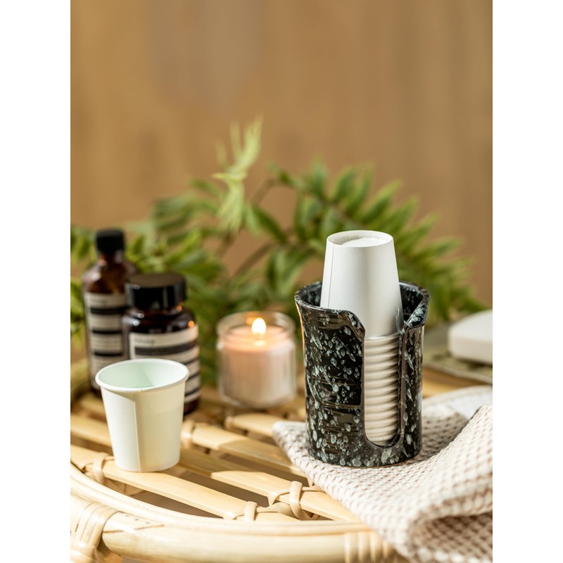 YHOJOY Bathroom Cup Dispenser 3 Oz, Ceramic Bathroom Cup Holder