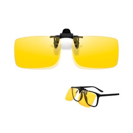Joopin Clip-on Sunglasses, Polarized, Flip-up Type, Bib, Over Glasses, UV Strength, Ultra Lightweight, Driving, UV400, For Driving, Golf, Fishing, Unisex, [A6] Night yellow, M