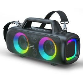Portable Bluetooth Speaker 140W, Loud Wireless Speaker with 2 Subwoofers & Bass Boost, IP65 Waterproof Outdoor, 12000mAh Battery 24H Playtime, RGB Lights, TF/AUX/Mic Input for Home, Party, Outdoor
