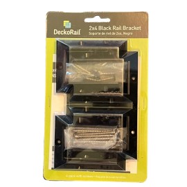 DeckoRail 2x4 Black Rail Brackets Set of 4 Connects Standard Rail to Post NEW