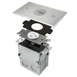 ENERLITES Screw Cap Cover Floor Box kit, 5” x 2.87” 1-Gang, 20A Tamper-Weather Resistant Receptacle Single Outlet, Watertight Gasket, Corrosive Resistant, UL Listed, 975547-SS, Stainless Steel (705547-SS)