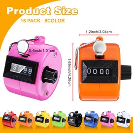 JOUTYFOR 16 Pcs Handheld Clicker Counter 4 Digit Mechanical Tally Counter Assorted Color Pitch Palm Counter for Counting Numbers Knitting Coaching Golf Lap Fishing School Sports Event