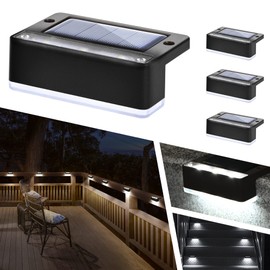 SOLPEX Solar Fence Lights, 6 LEDs Solar Lights Outdoor Waterproof Solar Powered for Deck, Stair, Front Porch, Balcony, Walkway, Garden, Yard, Patio, Pool Decor, IP65 Waterproof (4 Pack, Cold White)