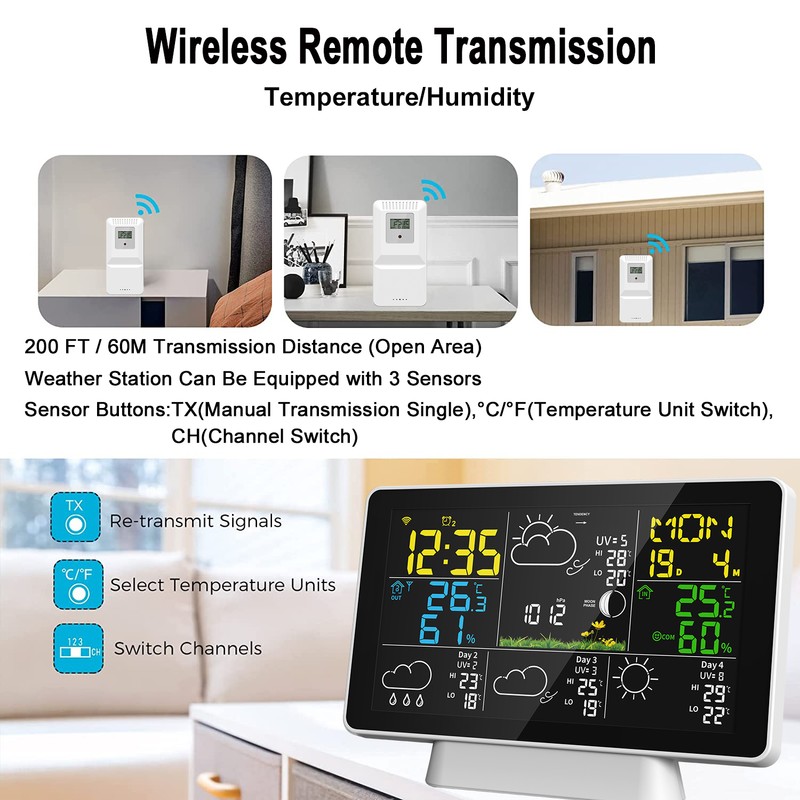 WiFi Color Screen Smart Weather Station Temperature and Humidity Meter
