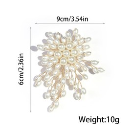Large Pearl Brooches for Women,Vintage Gold Beaded Flower Brooch Pin,Dress Decorative Pins for Clothes,Trendy Everyday Prom Jewelry Pins (Gold1)