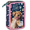 Derform Cute Dog Pencil Case Filled 2 Compartments Pencil Case