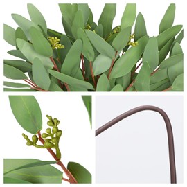 DILATATA Faux Eucalyptus Stems Willow Eucalyptus Leaves 14.5” Faux Greenery 10 Pcs Artificial Greenery Stems for DIY Bouquet Arrangements Centerpieces Shower Decorations-Artificial Eucalyptus Stems