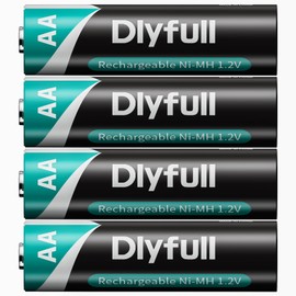 DLYPOW Rechargeable AA Batteries, 1.2V NiMH 2800 mAh High-Capacity Pre-Charged Double A Batteries, 4 Pack