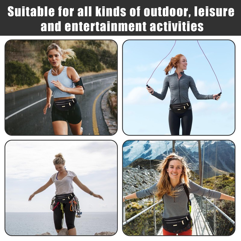 ZcrPrn Black Bumbag, 2 PCS Fanny Pack For Women Men,