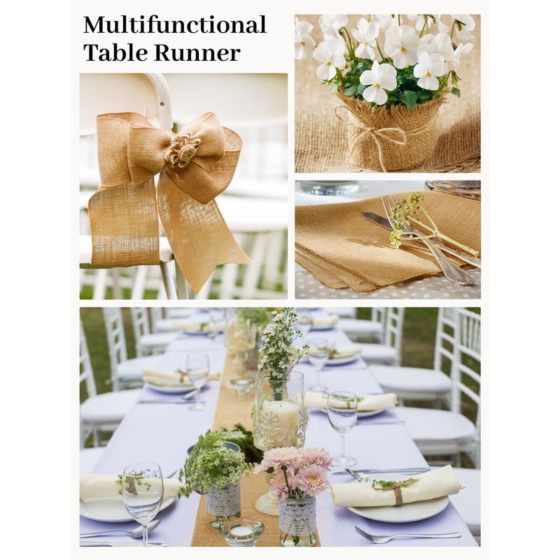 HEETA Jute Table Runner Roll 30 cm x 10 m,
