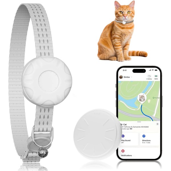 Cat Tracking Collar,No Subscription Cat Tracker(iOS Only),Waterproof Pet Tracker for