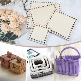 sdhiiolp Set of 4 Basket Base for Crocheting Basket Weaving Set Square Wooden Base for Crocheting 10/12/15/20 cm Crochet Basket Basket Braiding Set for DIY Basket Weaving