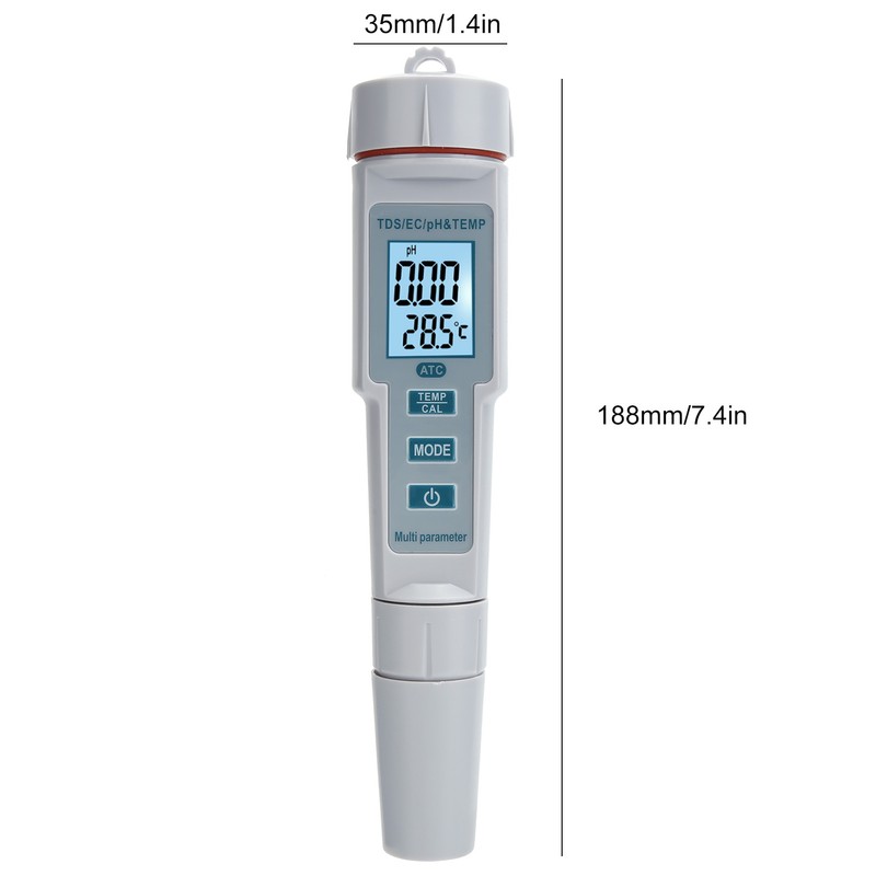 4 in 1 Water Quality Tester Portable PH/EC/TDS Temperature Digital