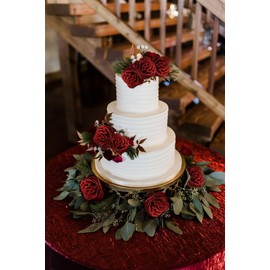 Rzoukler Artificial Roses,30PCS Red Glitter Roses Silk Roses Artificial Flowers for Wedding Bouquet Party Christmas Home Decor(Red)