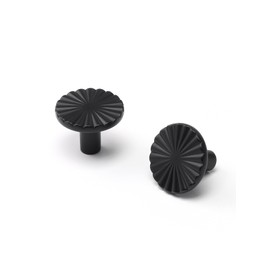 JIASENBAO 5 Pack Black Cabinet Knobs Matte Black Flat Drawer Pulls Kitchen Cupboard Bathroom Dresser Cabinet Hardware Handles Zinc Alloy