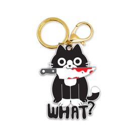 Tuxedo Cat Funny Keychain for Men, Funny Bag Charm for Tuxedo Cat (Tuxedo Cat What)