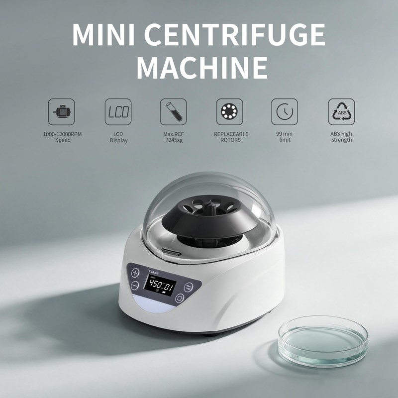 LACHOI Lab Mini Centrifuge Machine LCD 100-12000RPM 99mins Timer 7245×g