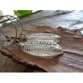 ✿ TRANSPARENTER GEMUSTERTER GLASTROPFEN & LANGE HAKEN ✿ Glas Ohrringe