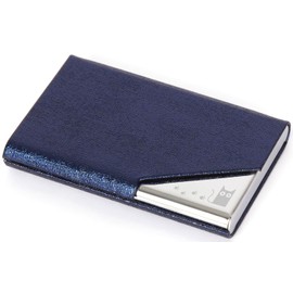 Xsimant Men's Business Card Holder, No Breaking, Business Card Case, Pattern, Magnetic, 1 Second Opening and Closing, navy