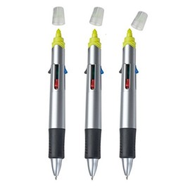 noTrash2003 Four Colour Retractable Ballpoint Pen with Four Colours and Highlighter Pack of 3
