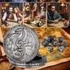 Mini DND Dice Set with Steampunk Winged Flying Dragon Pocket