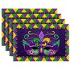 Linen Mardi Gras Placemats Set of 4 New Orleans Brazi