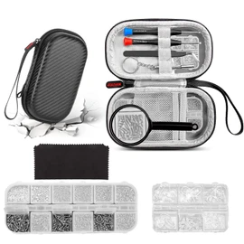 Eyeglass Repair Kit with Screws, Mini Glasses Repair Kit, Eye Glass Repairing Kit with Eyeglass Screws, Silicone Nose Pads, Tweezer, Screwdriver for Eyeglasses,Sunglasses, Magnify Glass and Case