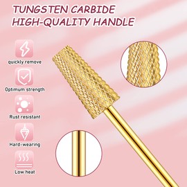 Juego de 7 brocas de carburo de tungsteno, brocas para cutículas, brocas para uñas de 3/32 pulgadas, para manicura y pedicura (dorado)