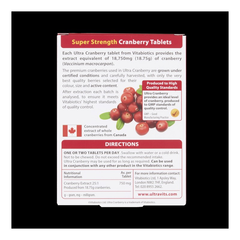 Vitabiotics Ultra Cranberry 750mg 30 Tablets