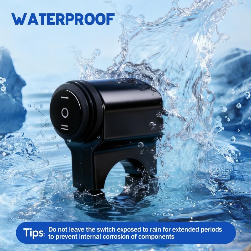 3-Speed Adjustment Motorcycle Headlight Switch 12v 7/8" 22-23mm Waterproof Motorcycle