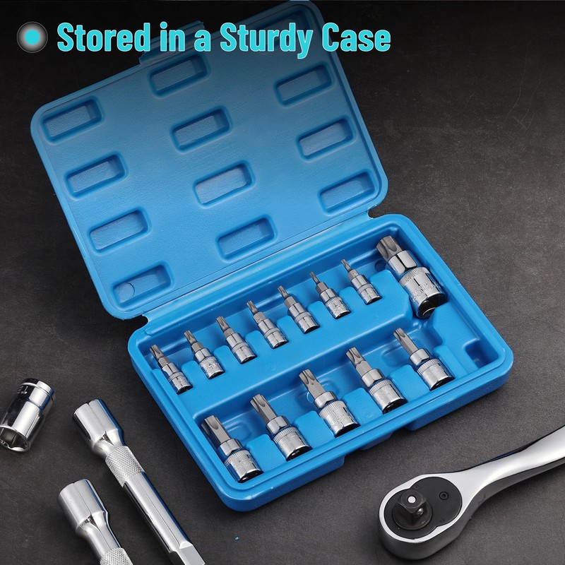 Bates- Torx Bit Socket Set, 13 Pieces Set with Case,