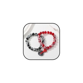 AIETUE Couples Bracelets, 2Pcs Matching Bracelets For Couples Set Love Forever Heart Couples Bracelets Crystal Beaded Inspirational Holiday Valentine's Day Meaningful Jewelry Gift (Key&Lock)