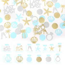 Beach Bachelorette Party Decorations - Champagne Seashell Confetti,Last Toast On The Coast Bachelorette Confetti,Coastal Champagne Engagement Wedding Party,Last Toast Shell Table Confetti