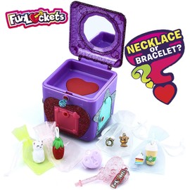 FUNLOCKETS Surprise Jewellery Box Collectable Toys for Girls (1 Piece Assorted Color), Pink/Purple