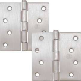 Stone Harbor Hardware 4" Door Hinges, Square Corner, Satin Nickel, 2-Pack
