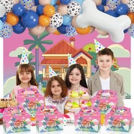 YOOUUQIAN Cartoon Blue Dog Birthday Party Supplies,Kid Party Decorations bags, candy boxes,Boys and Girls Birthday Party Decorations(12 PCS)