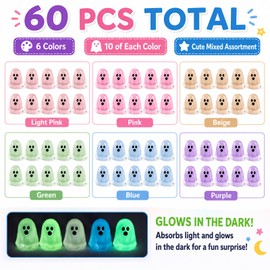 Jidkhfk 60Pcs Mini Resin Halloween Ghost Decorations Glow in the Dark Gifts