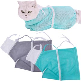 ZLXFT Cat Bathing Bag, 2 Pieces Cat Shower Net Bag, Cat Care Bag, Anti-Biting Anti-Scratch Restraint Bag, Adjustable Multifunctional for Bathing, Nail Trimming, Pet Examination