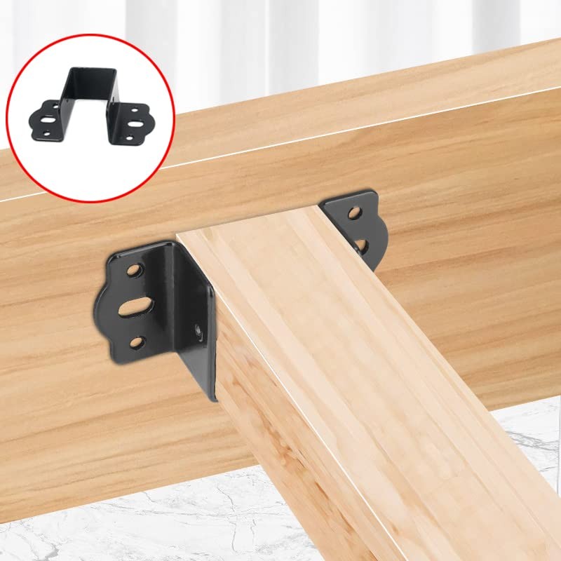 Coshar 4Pcs Heavy Duty Bed Rail Fittings Black Bed Frame