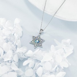 Vadmans Star of David Necklace 925 Sterling Silver Celtic Cross Abalone shellfish Necklace Jewish Star Necklace Cross Jewelry Birthday Gifts for Women